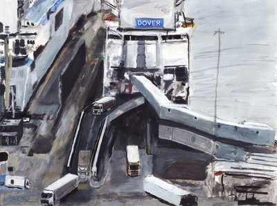 Dover, 2019 (akryl, akvarel, gouache og blæk på papir) af Simon Neville