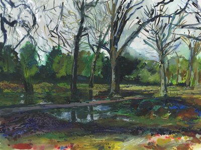 Flooding, Richmond Park (akvarel, gouache, akvarelblyant og blæk på papir) af Simon Neville