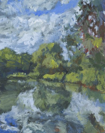 Pond 17, 2023 (akryl på papir) af Simon Neville