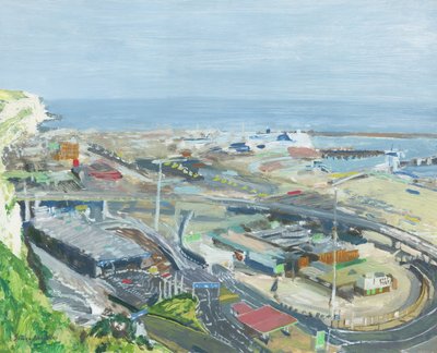 Port of Dover, 2019 (olie på panel) af Simon Neville