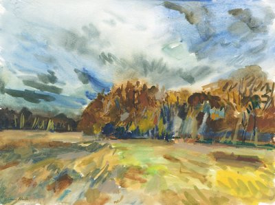 Richmond Park, 2018 (akvarel på papir) af Simon Neville