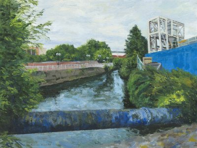 River Wandle, 2024 (akryl på lærredspanel) af Simon Neville