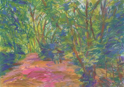Woodland pathway no 29, 2024 (pastel på papir) af Simon Neville