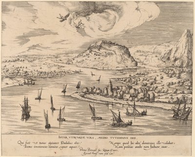Flodlandskab med Icarus