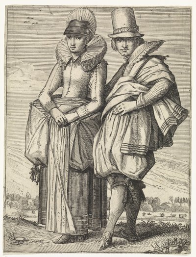 Mand og kvinde klædte sig efter mode omkring 1625 af Simon Poelenburg (attributed to)