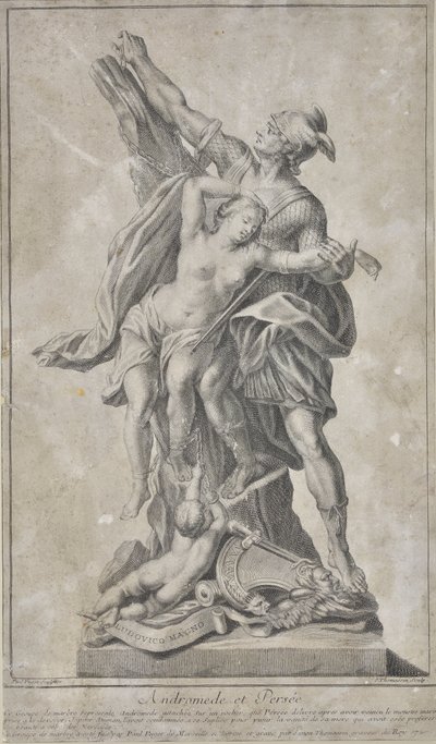 Perseus leverer Andromede (tegning) af Simon Thomassin