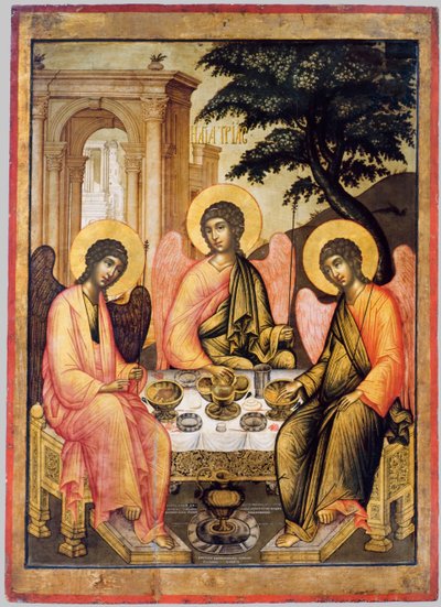 Det Gamle Testamente Treenigheden, 1671 (tempera på træ) af Simon Ushakov