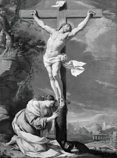 Kristus på korset med Maria Magdalena, 164050. af Simon Vouet