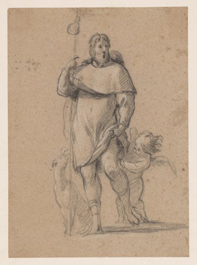 St. Rochus med hund og engel af Simon Vouet