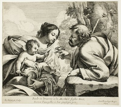 Den hellige familie med en fugl af Simon Vouet