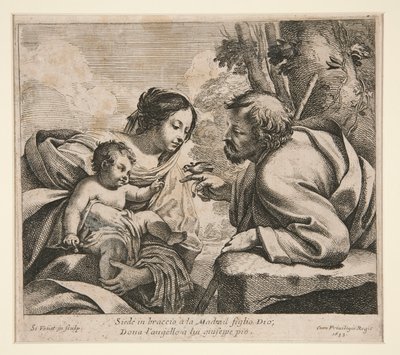 Hellig familie med en fugl af Simon Vouet