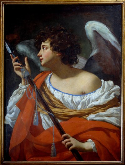 The angel carrying the spear having pierced the heart of Christ and the sponge soaked in vinegar Painting by Simon Vouetdani af Simon Vouet