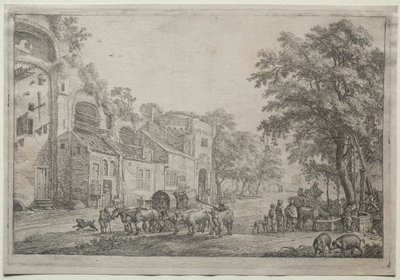 Tilgangen til en landsby. af Simon de Vlieger