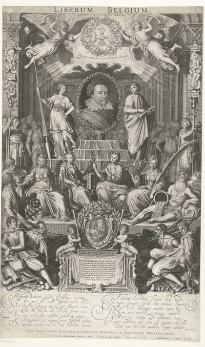 Frederick Henry som beskytter af religion og frihed, 1628 Liberum Belgien (titel på objekt) af Simon van de Passe