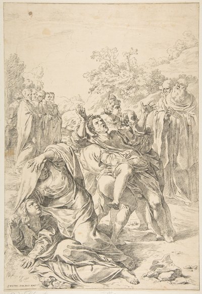 Sankt Benedikt, der uddriver en dæmon, ca. 1637-1639. af Simone Cantarini