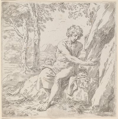 Johannes Døberen i ørkenen af Simone Cantarini