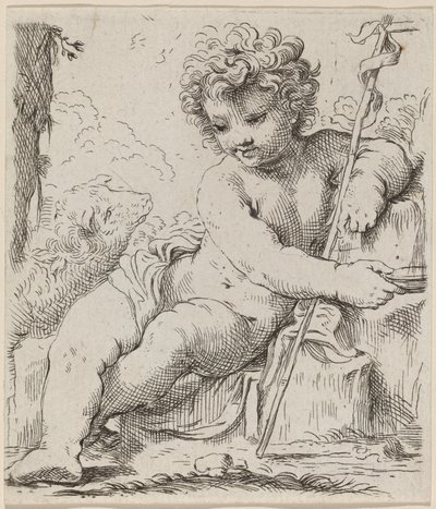 Spædbarnet Saint John af Simone Cantarini