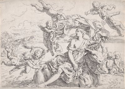 Europas voldtægt, efter Reni, ca. 1636. af Simone Cantarini