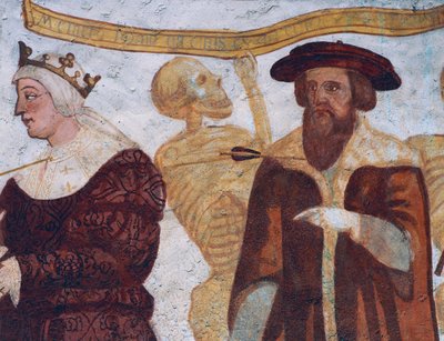 Døden med hertugen, detalje fra Dødedansen af Simone II Baschenis