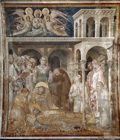 Fresko af Sankt Martins liv. St. Martins død. Maleri af Simone Martini (1280-1344). Fresco af Simone Martini