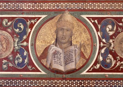 Maesta: St. Gregory, detalje fra rammen, 1315 freskodetalje af 51591 af Simone Martini