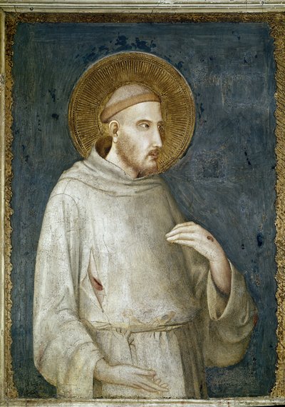 Sankt Frans af Assisi, detalje af Fem helgener - Fresco af Simone Martini (ca. 1284-1344) af Simone Martini