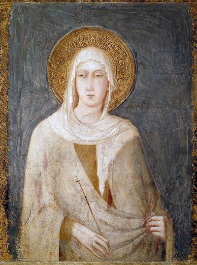 Sankt Margarita af Antiochia (tidligere kendt som St. Clair) Fresco af Simone Martini Dim. 120 cm. Omkring 1322. Assisi (Assisi), nedre basilika San Francesco (Saint Francois), højre tværarm. Italien ©Luisa Ricciarini/Leemage af Simone Martini