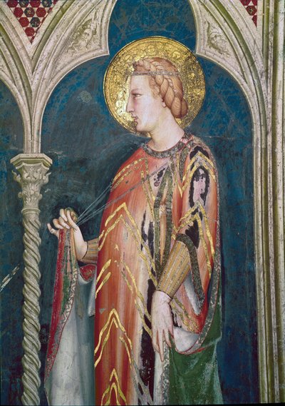 St Elizabeth af Ungarn (detalje, fresco af Simone Martini