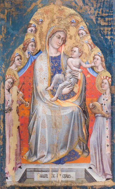 Madonna og barn troner blandt engle, ca. 1390-1399 (tempera på panel) af Simone dei Crocifissi