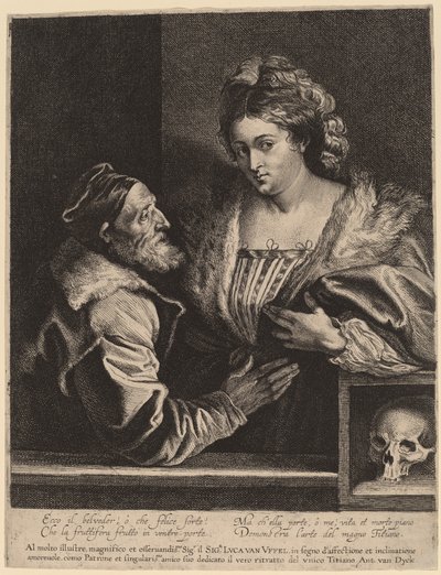 Tizian og hans elskerinde af Sir Anthony van Dyck and Lucas Emil Vorsterman after Titian