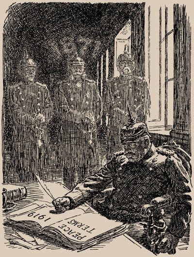 Spøgelser i Versailles. Punch, 7. maj 1919, 1919. af Sir Bernard Partridge
