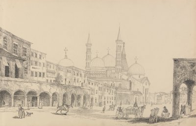 Album med 30 udsigter i Tyrol og Italien: Saint Antonio Church - Padua 3.r. nov. 1840 af Sir Charles D