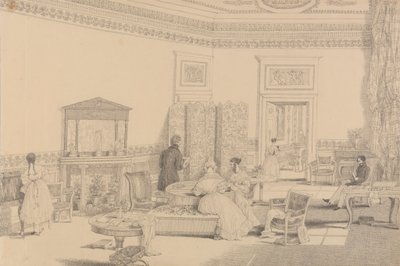Album med 30 visninger i Tyrol og Italien: Drawing Room, Casino Pecori 12. oktober 1841 af Sir Charles D