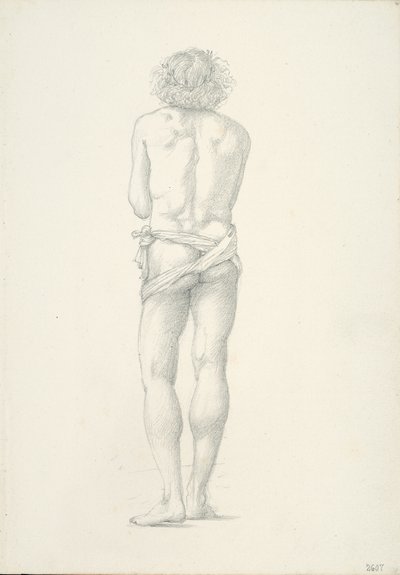 Set bagfra af stående mandlig nøgen af Sir Edward Burne Jones