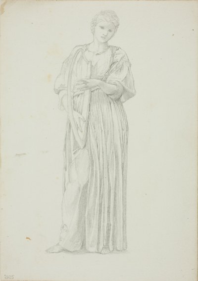 Draperet figur af kvinde, der spiller på en harpe af Sir Edward Burne Jones