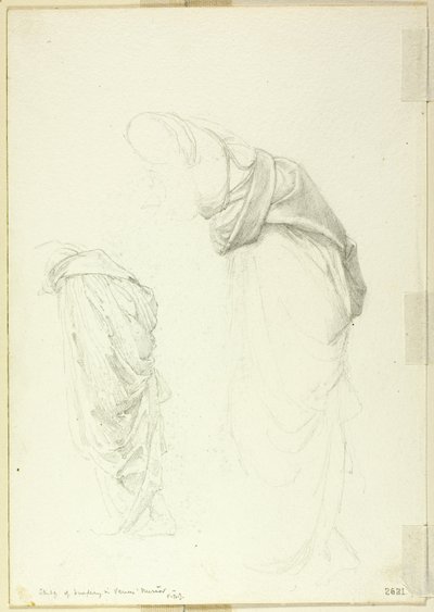 Drapery, to studier til The Mirror of Venus af Sir Edward Burne Jones