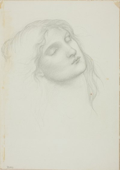 Hoved af kvinde med lukkede øjne af Sir Edward Burne Jones