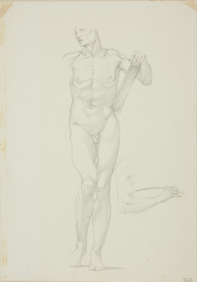 Stående Mand med Tablet; separat skitse af højre arm af Sir Edward Burne Jones