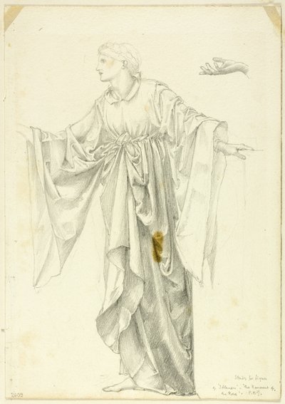 Studie til figur af "lediggang" - Rosens romance af Sir Edward Burne Jones