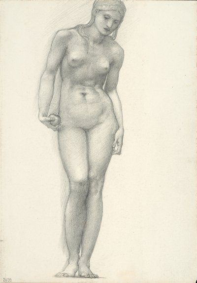 Venus med guldæblet i højre hånd, til Troja-triptykonen (skitsebog #2639) af Sir Edward Burne Jones