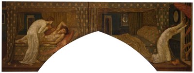 Amor og Psyche - Palace Green Murals - Psyche holder lampen blik på ansigtet af..., 1881. af Sir Edward Coley Burne Jones