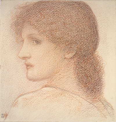 Studie af en kvindes hoved, vendt til venstre, 1886 af Sir Edward Coley Burne Jones