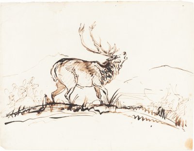 En brølende kronhjort af Sir Edwin Landseer