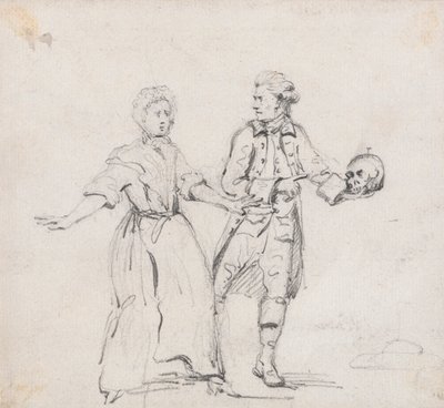 To figurer med et kranium af Sir George Howland Beaumont seventh Baronet