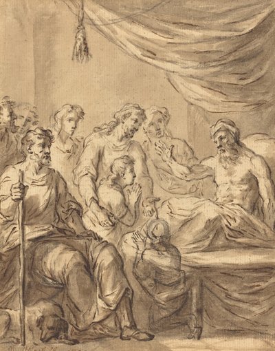 Jakob tillader Benjamin at tage til Egypten med sine brødre af Sir James Thornhill