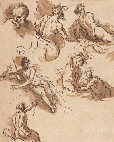 Ark med klassiske figurstudier af Sir James Thornhill