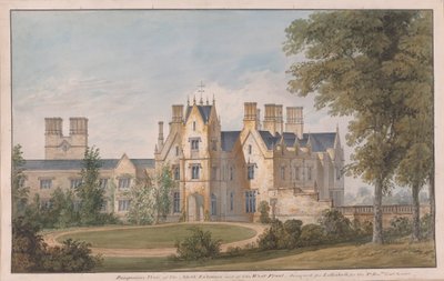 Lilleshall, Shropshire: Udsigt over nordindgangen og vestfronten af Sir Jeffry Wyatville