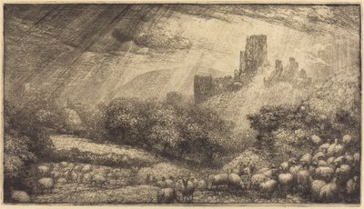 Corfe Castle: Effekt af solskin efter regn af Sir John Charles Robinson