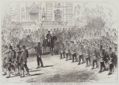Revolutionen i Spanien, General Prim gennemgår tropperne i Madrid af Sir John Charles Robinson