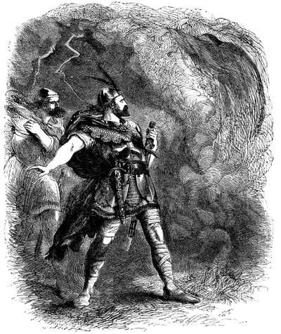 Macbeth og Banquo møder de tre hekse, 1858 af Sir John Gilbert